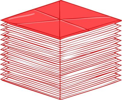 Stack of red envelopes and papers illustration vector