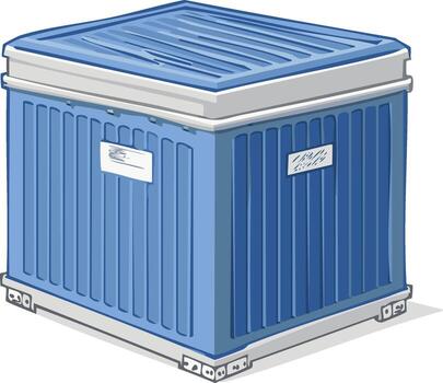 Blue Plastic Storage Box with Lid Offers Practical Container Solution for Storing Items and Transporting Goods Economically and Conveniently vector