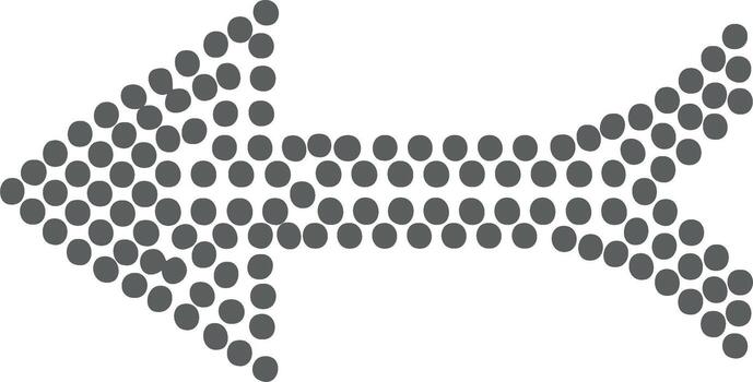 Abstract arrow icon made of gray dots pointing left in a mosaic style vector