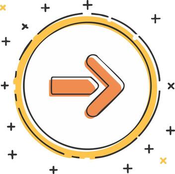 naranja flecha en circulo marco dirección firmar navegación indicación gráfico elemento vector