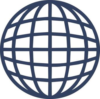 global cuadrícula esfera icono. mundo globo contorno símbolo con meridianos y paralelas vector