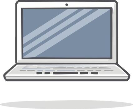 digital cuaderno computadora abierto y Listo para utilizar con un gris pantalla y teclado vector