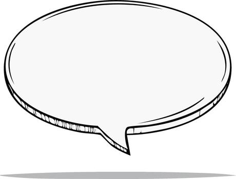 Hand drawn cartoon style blank oval speech bubble for text message communication design element vector