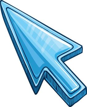 Computer Mouse Pointer Arrow Illustration Blue Cursor, Navigation Symbol, Glossy Style vector
