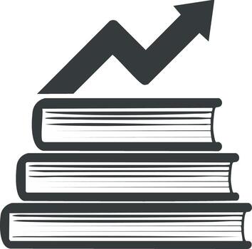 Stack of Books with Upward Arrow Symbolizing Learning Progression and Achievement, Icon Graphic vector