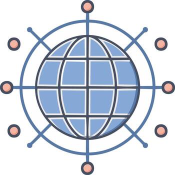 Global Network Connection Represents Internet, Worldwide Communication, Digital Data Exchange vector