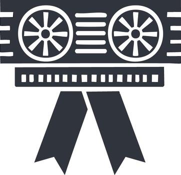 alto actuación computadora componente icono con premio cinta celebrando tecnología excelencia vector