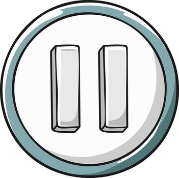 Pause Symbol Graphic, Round Icon, White Sign with Two Vertical Bars, Interruption Indication, Audio Controls, Media Control vector