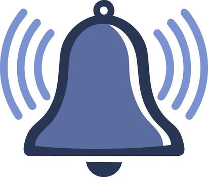 azul El sonar campana icono con sonido olas simbolizando alarma notificación alerta y importante mensaje vector