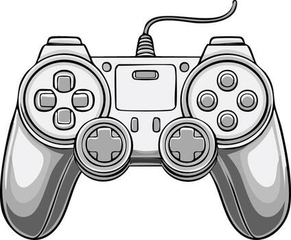 Detailed Game Controller Illustration Featuring Dpad Buttons and Cable Connection vector