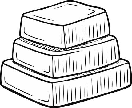 limpiar línea Arte ilustración de Tres apilado rectangular niveles con sutil texturizado detalles vector