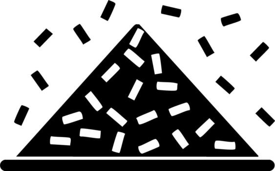 Abstract geometric design with a black triangle shape and confetti-like elements vector