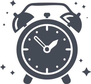 Alarm clock illustration, wake up time reminder, notification icon, retro style timepiece vector