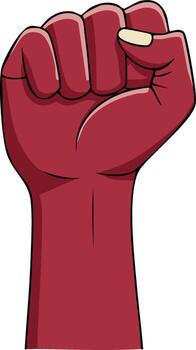 Raised clenched red fist symbolizing power and resistance vector