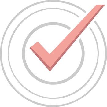 Salmon Tick Sign in Target Circles Concept of Completion Accuracy and Acceptance vector