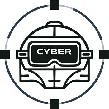 Futuristic Cybernetic Helmet with Digital Interface and Targeting System vector