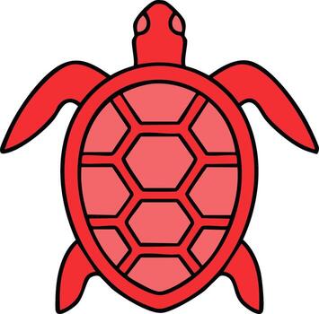 estilizado rojo mar Tortuga gráfico, negrita contorno y geométrico cáscara modelo vector