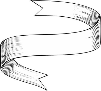 Engraved Ribbon Banner Illustration Curled Decorative Scrolls for Messages Headers and Graphic Elements vector