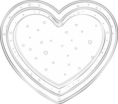 Decorative grayscale heart illustration with layered outlines and tiny hearts pattern vector