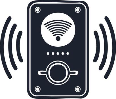 Wireless Smart Device Icon with WiFi Signal Connectivity and Sound Transmission Waves vector