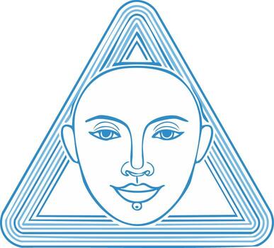 estilizado mujer cara contorno en geométrico triángulo forma con sereno expresión vector