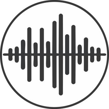 sonido ola icono en círculo, audio visualización, música frecuencia gráfico, minimalista diseño vector