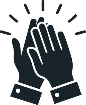 aplausos manos icono para aplausos y apreciación con sonido olas vector