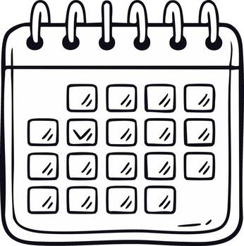 garabatear calendario con cheque marca fecha planificación evento recordatorio calendario organizador vector