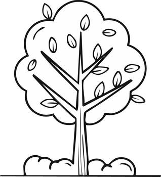 estilizado contorno de un caduco árbol con hojas y ramas en un blanco antecedentes vector