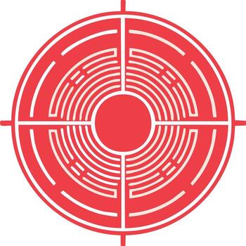 Red circular maze target with crosshairs, abstract concept of focus and navigation vector