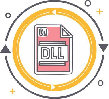 Dynamic Link Library DLL file icon for software development and update process vector