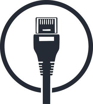Simple RJ45 Ethernet Plug Icon in a Circle Frame for Network Connectivity vector