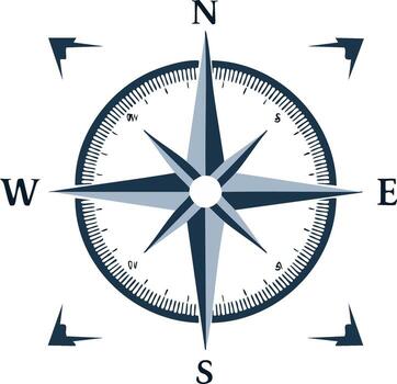 Compass rose design, direction indicator for travel and navigation vector