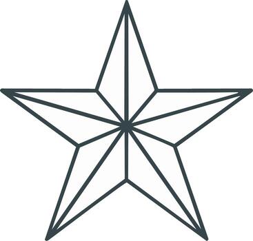 Minimalist geometric outline five pointed star symbol with radiating lines abstract design element vector