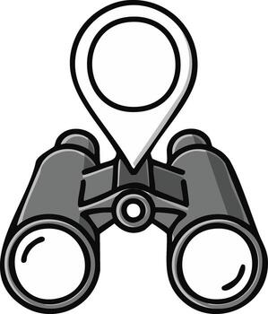 Binoculars with Location Pin Pointer Sign Symbol Discovering Location Icon vector