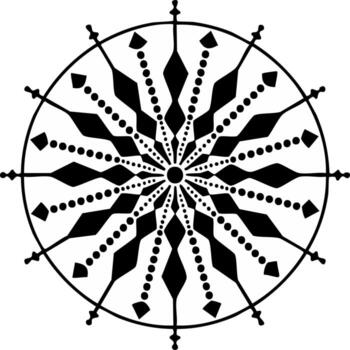 Abstract Radial Geometric Pattern with Black Shapes and Circle Border Design vector