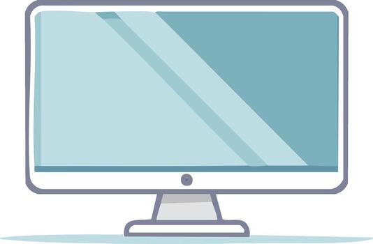 Modern computer display with a light blue screen and a simple stand on a white background vector