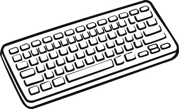 monocromo contorno de un computadora teclado para digital diseño y ilustración vector