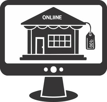 Online Retail Shop on Computer Screen Displaying Price Tag for Ecommerce vector