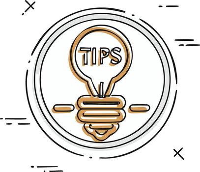 Tips concept represented with lightbulb inside of a circle vector