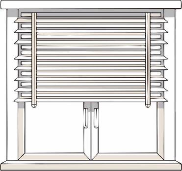 horizontal lama ventana persianas parcialmente abierto demostración cable mecanismos y ventana marco vector