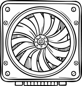 Hand Drawn Cooling Fan for Electronics and Computer Components vector