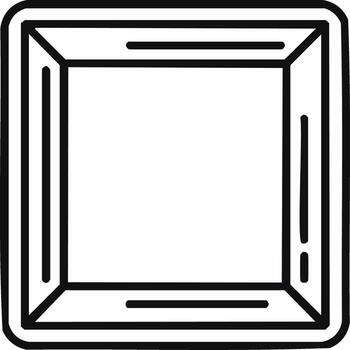 Simple square border element with perspective lines in black outline style vector