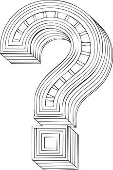 Abstract Question Mark Symbol Drawing Layers of Geometric Shapes Line Art vector