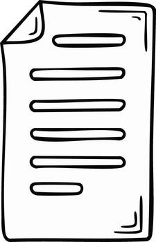 Stylized Hand-Drawn Document Illustration with Filled Text Lines for Information Display vector