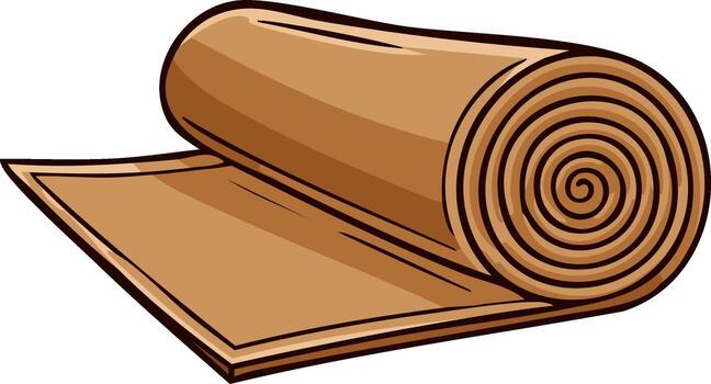 Rolled natural cork material with textured surface and defined edges vector