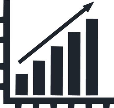 bar grafico icono indicando hacia arriba tendencia con flecha y escala vector