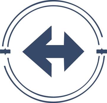 Two way directional arrows icon pointing left and right in a circular frame vector