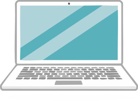 abierto ordenador portátil con blanco verde azulado pantalla ilustración computadora tecnología y digital dispositivo para trabajo o creativo diseño vector