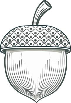 Stylized acorn illustration with decorative cap and subtle line texture vector